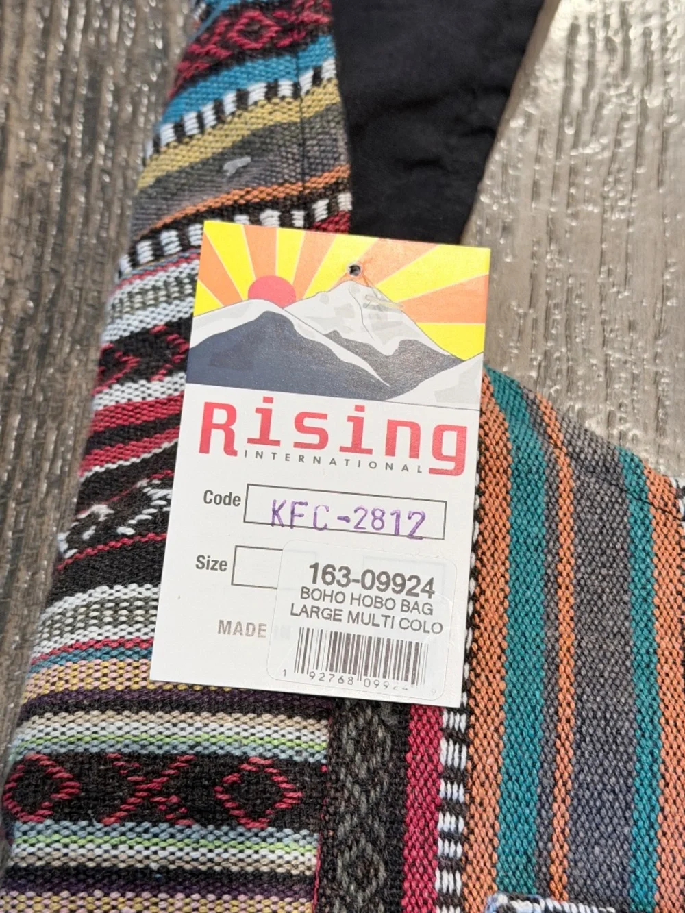 Rising International Large Mandala Sun Boho Hobo Bag Handcrafted Nepal NWT